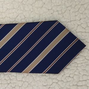 Joseph Abboud Navy, Gold, & Brown Stripe Silk Tie